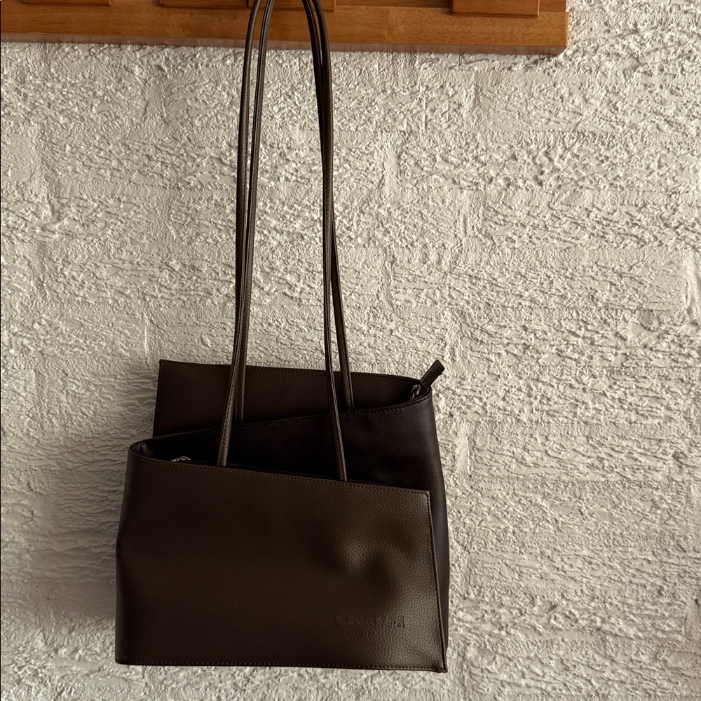 Cleo & Patek Bag Paris genuine leather bag
geometric design. Brown/Taupe